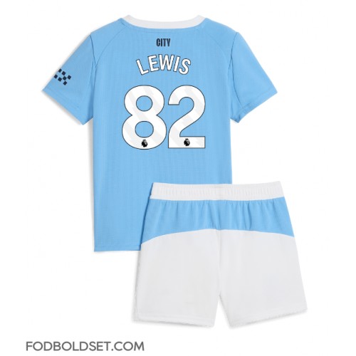 Manchester City Rico Lewis #82 Hjemme Trøje Børn 2025-26 Kortærmet (+ Korte bukser)